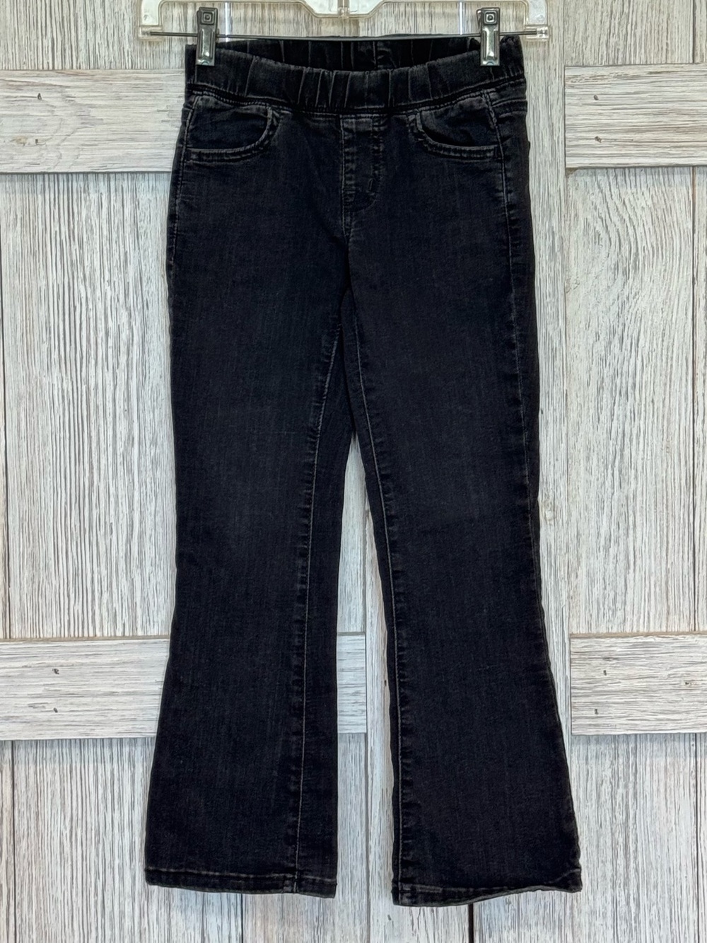 Cat & Jack Girls Black Bootcut Jeans sz 7 some wear at Hem
